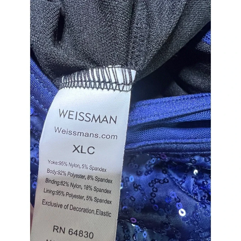 Weissman Sequin‎ Dance Romper Costume Leotard Blue Sparkle XLC